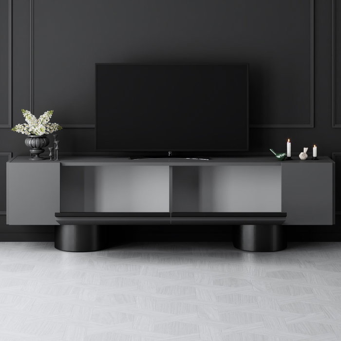 Hanah Home Bohem Soporte para TV Antracita y Negro Hanah Home Bohem Soporte para TV Antracita y Negro